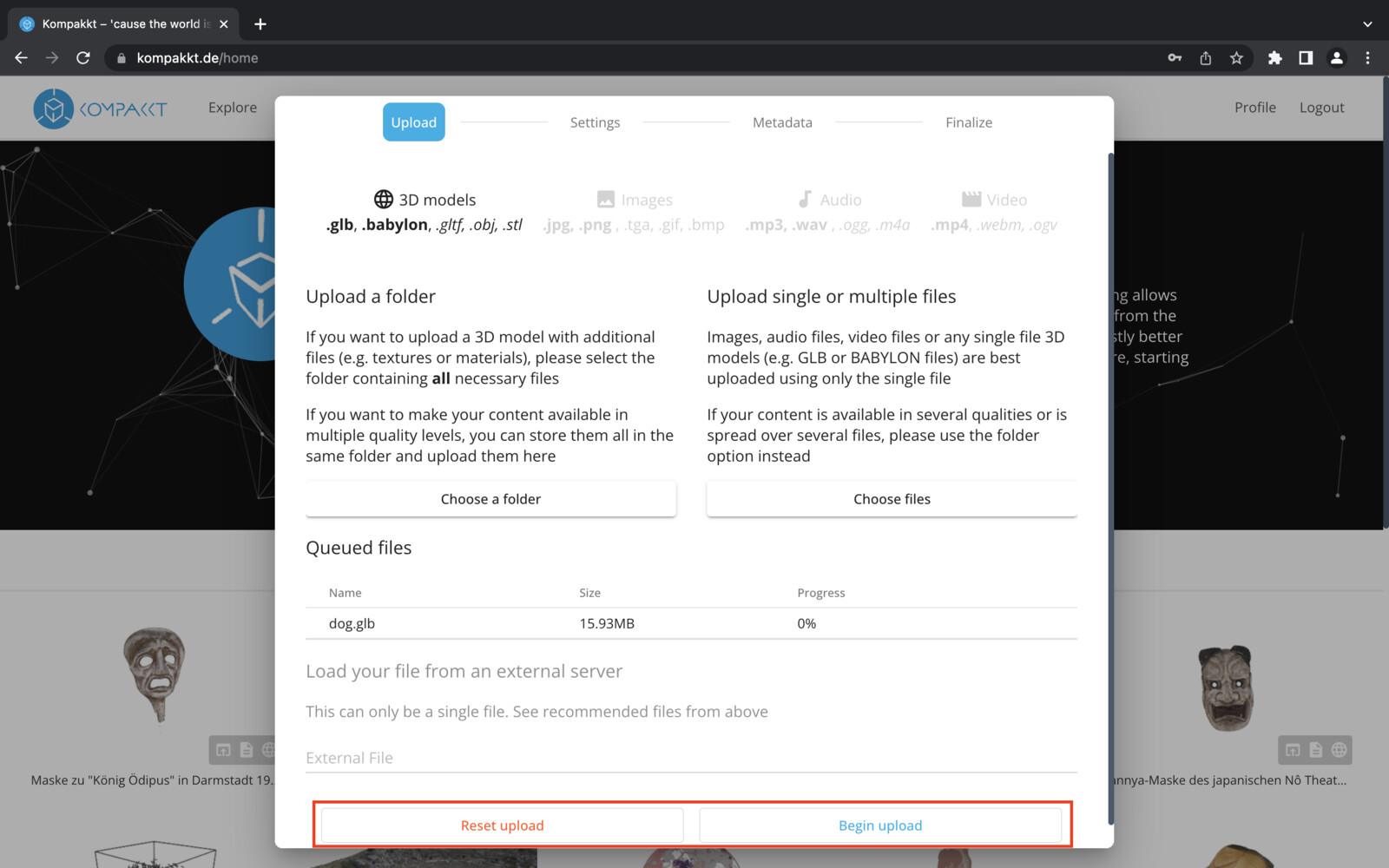 Upload process